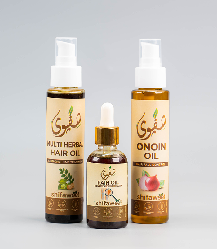 Multi Herbal Hair Oil 100ml + Pain Oil 50ml + Onion Oil 100ml